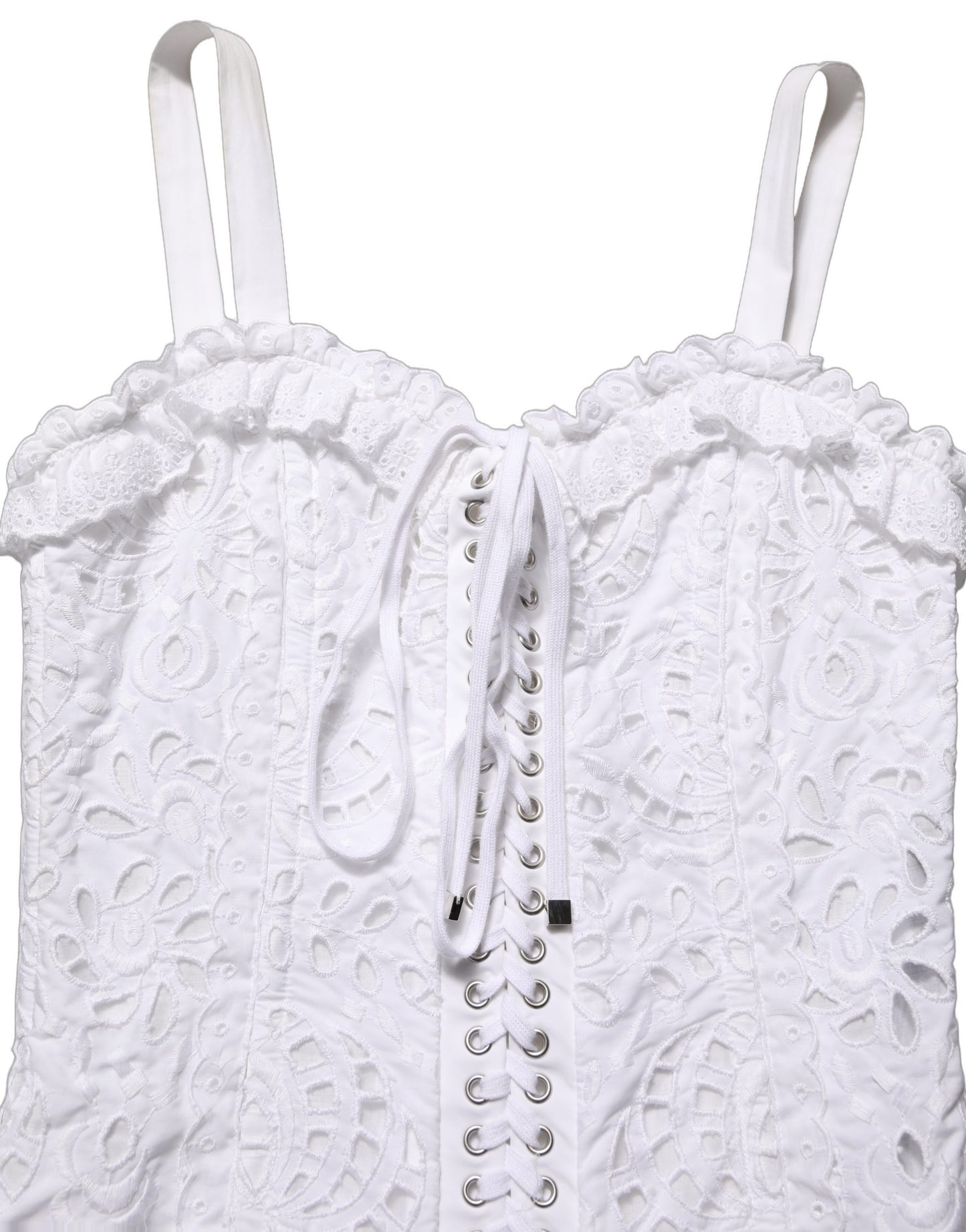 Dolce & Gabbana White Broderie Anglaise Cotton Mini Dress Dolce & Gabbana