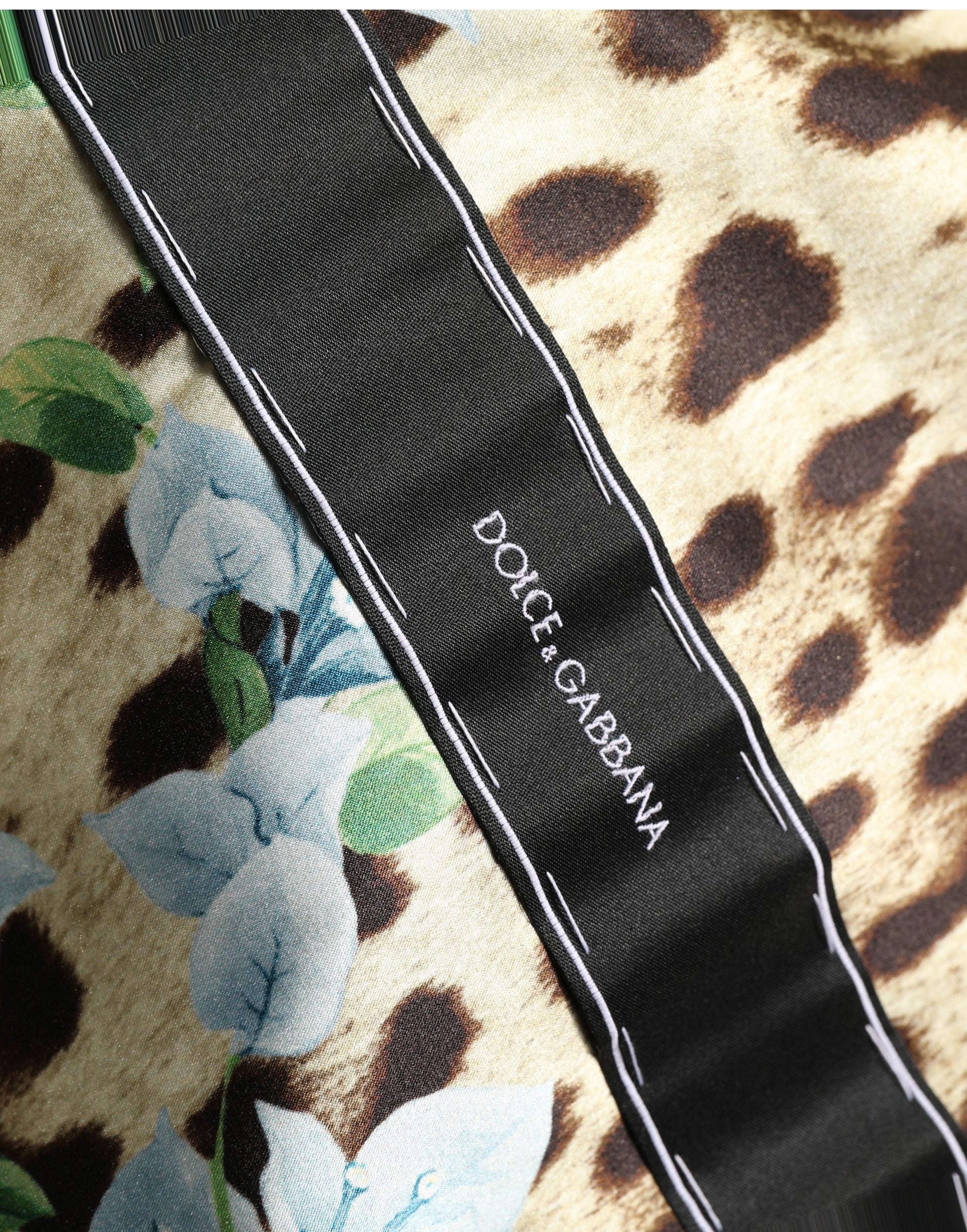 Dolce & Gabbana Multicolor Floral Leopard Silk Lace Trim Mini Dress Dolce & Gabbana