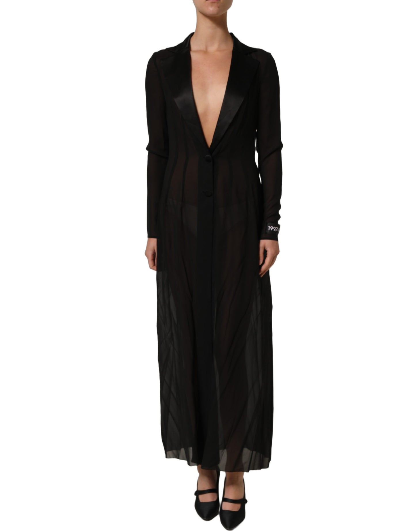 Dolce & Gabbana Black Silk Sheer Chiffon Long Maxi Dress Dolce & Gabbana