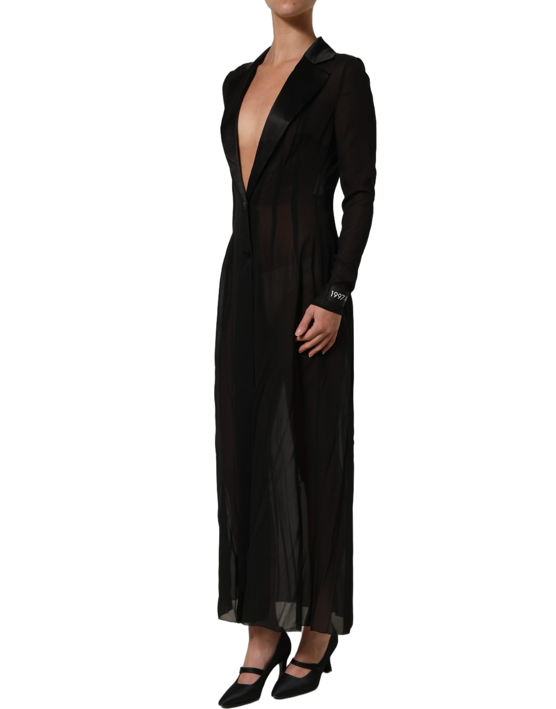 Dolce & Gabbana Black Silk Sheer Chiffon Long Maxi Dress Dolce & Gabbana