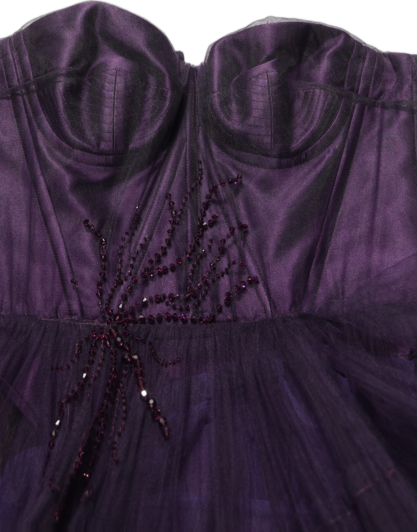Dolce & Gabbana Purple Tiered Tulle Silk Long Gown Dress Dolce & Gabbana