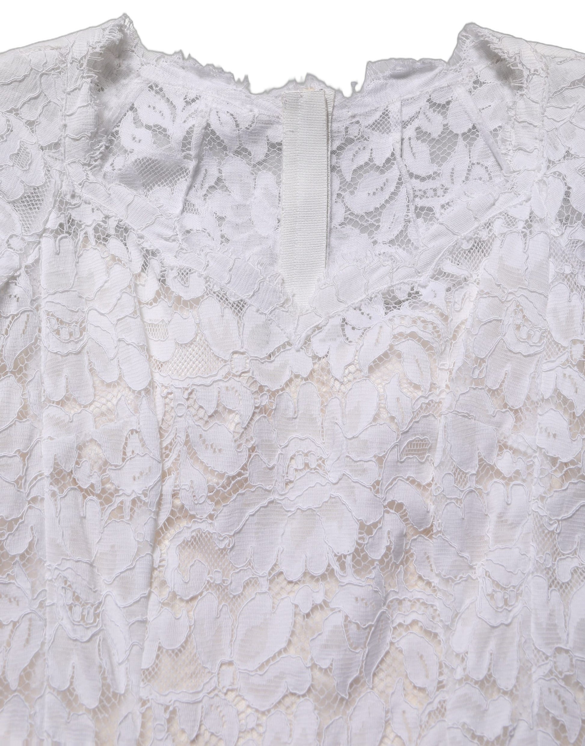 Dolce & Gabbana White Floral Lace Mermaid Long Gown Dress Dolce & Gabbana