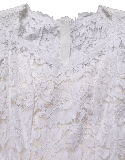 Dolce & Gabbana White Floral Lace Mermaid Long Gown Dress Dolce & Gabbana
