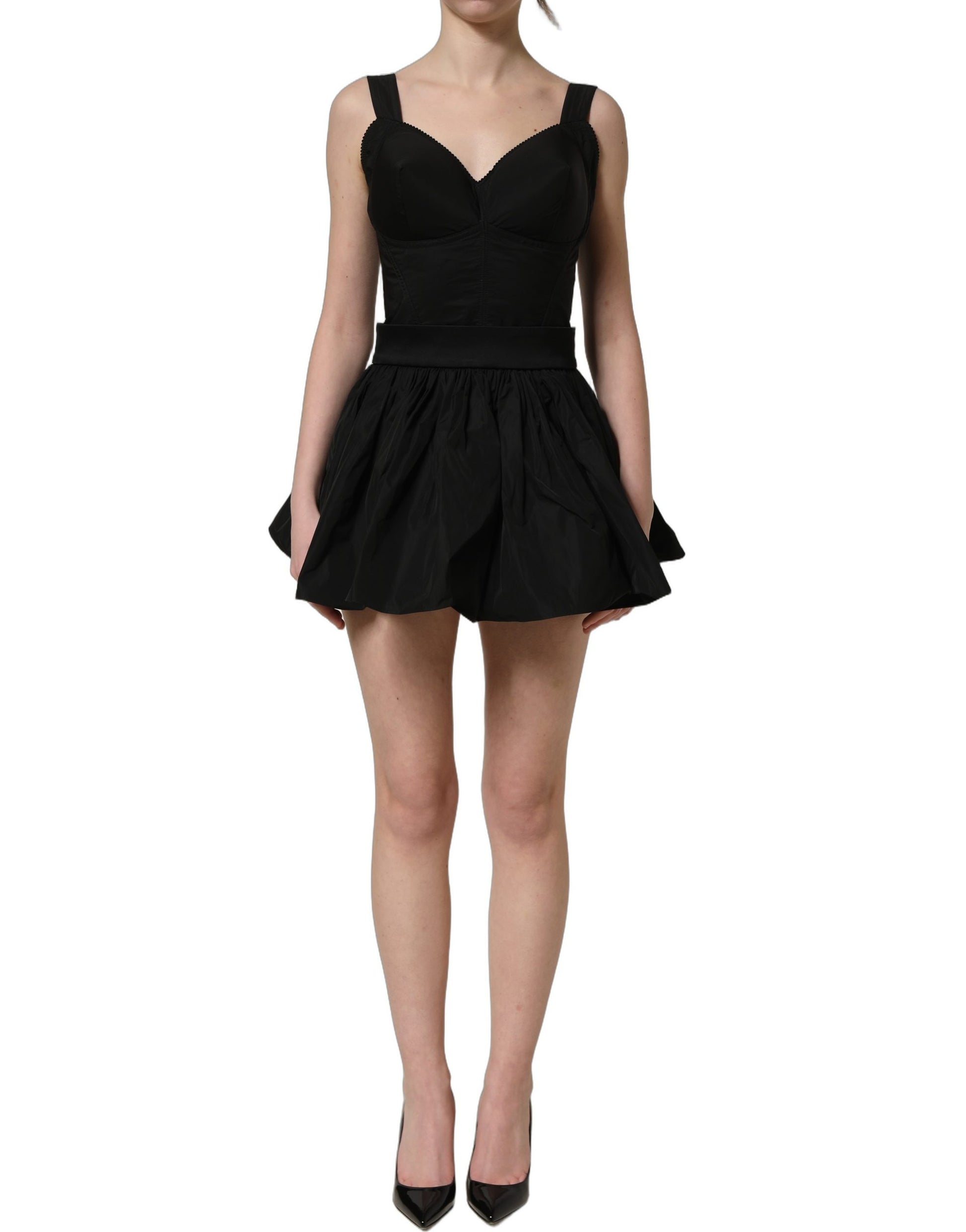 Dolce & Gabbana Black Nylon A-Line Sleeveless Mini Dress Dolce & Gabbana