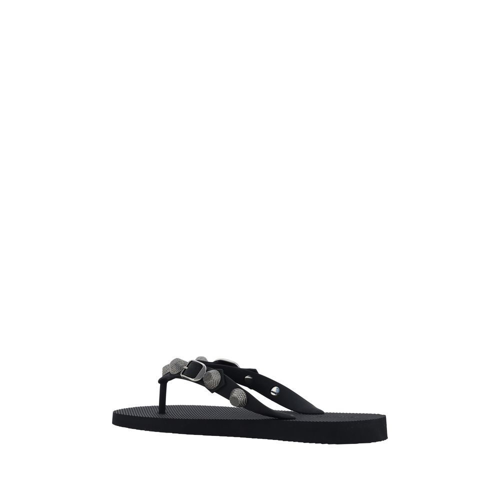Balenciaga Black Polyurethane Flip-Flop Sandals Balenciaga