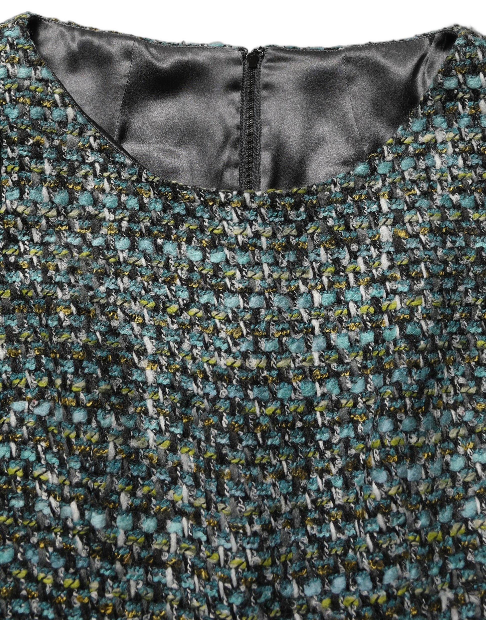 Dolce & Gabbana Multicolor Tweed Belted Babydoll Mini Dress Dolce & Gabbana