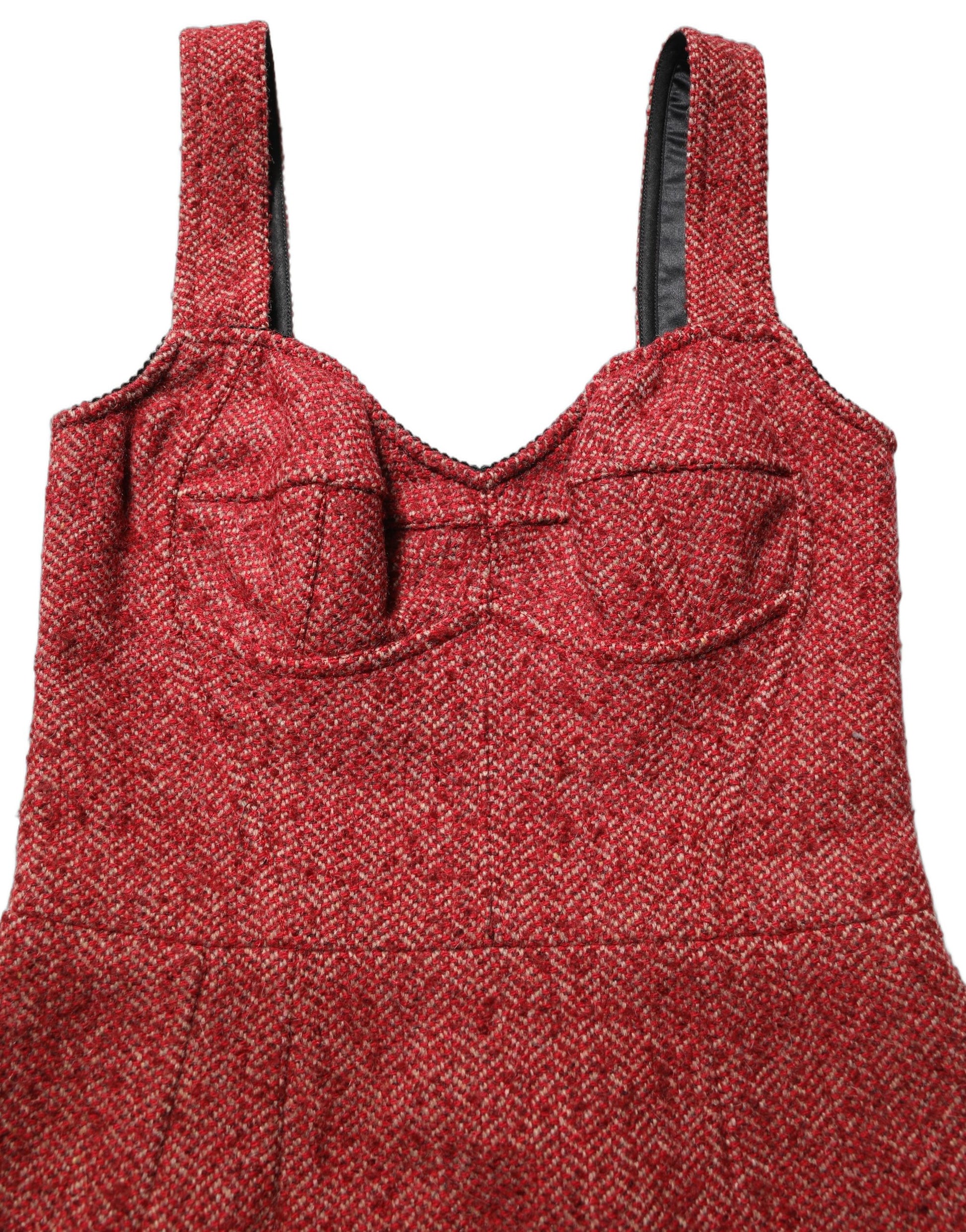 Dolce & Gabbana Multicolor Tweed Belted Babydoll Mini Dress Dolce & Gabbana