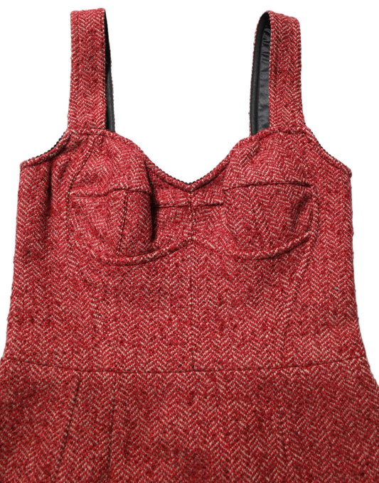 Dolce & Gabbana Multicolor Tweed Belted Babydoll Mini Dress Dolce & Gabbana