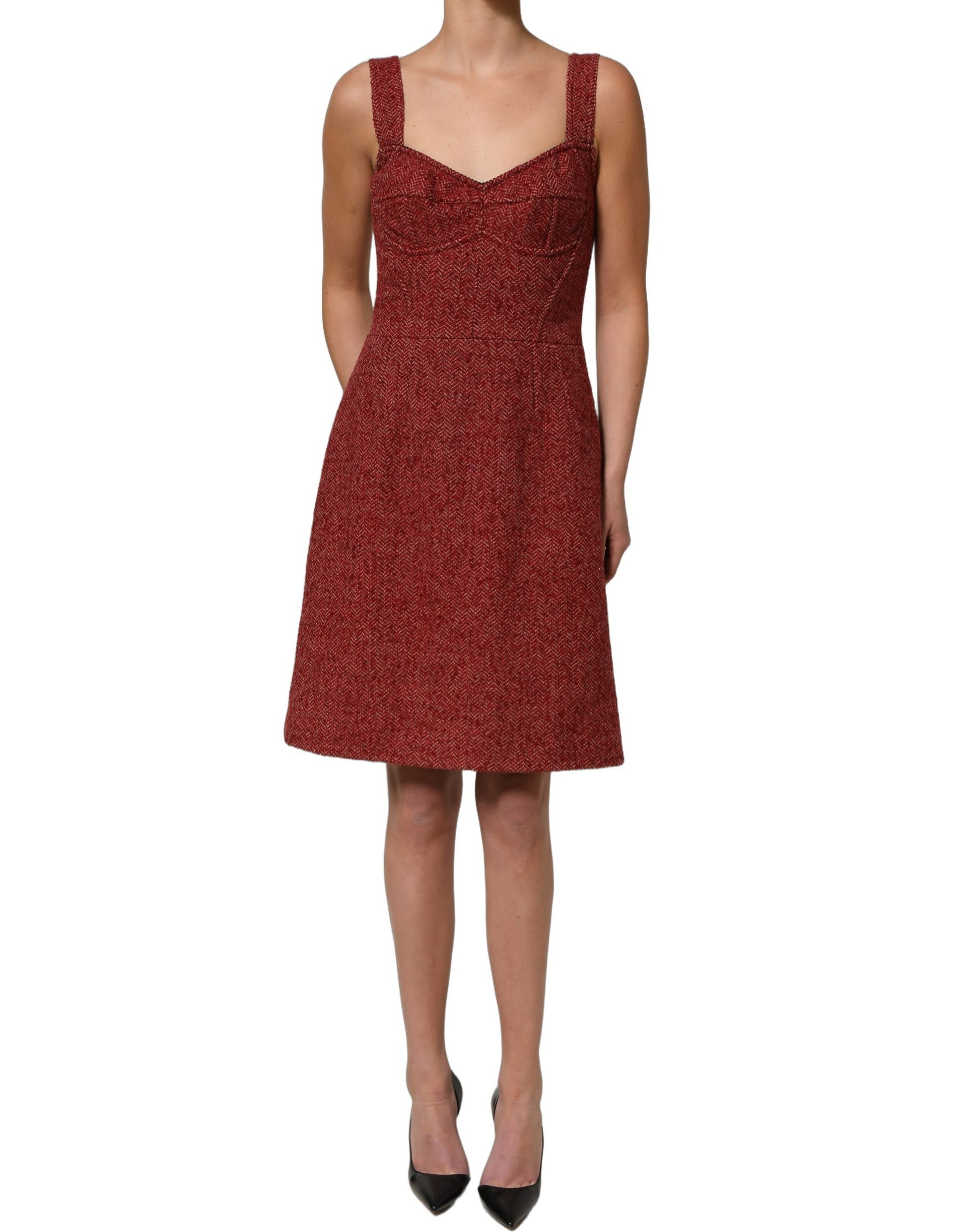 Dolce & Gabbana Multicolor Tweed Belted Babydoll Mini Dress Dolce & Gabbana