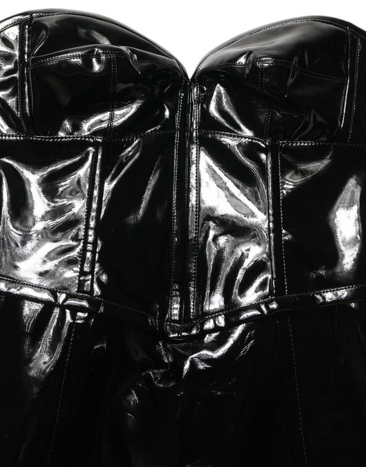 Dolce & Gabbana Black Patent Leather Corset Style Mini Dress Dolce & Gabbana