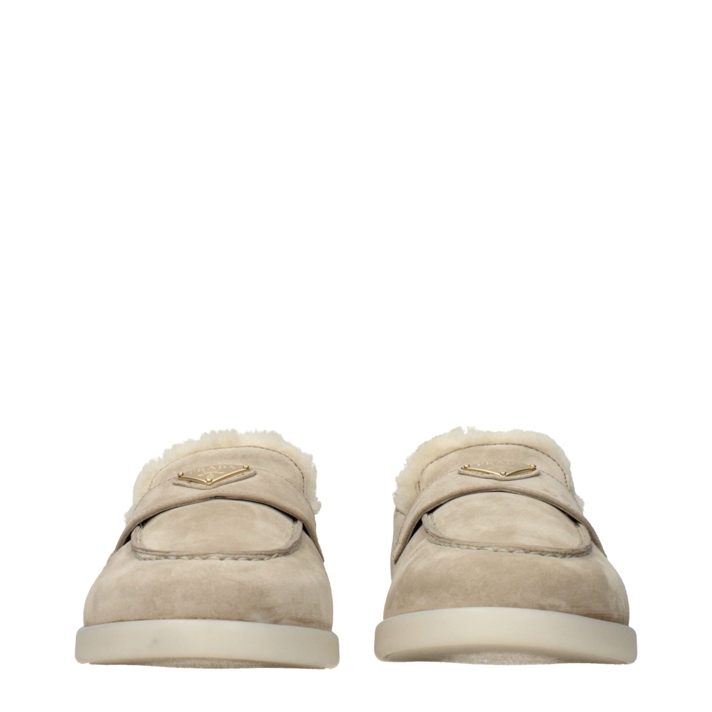 Prada Beige Leather Slip-On Loafers Prada
