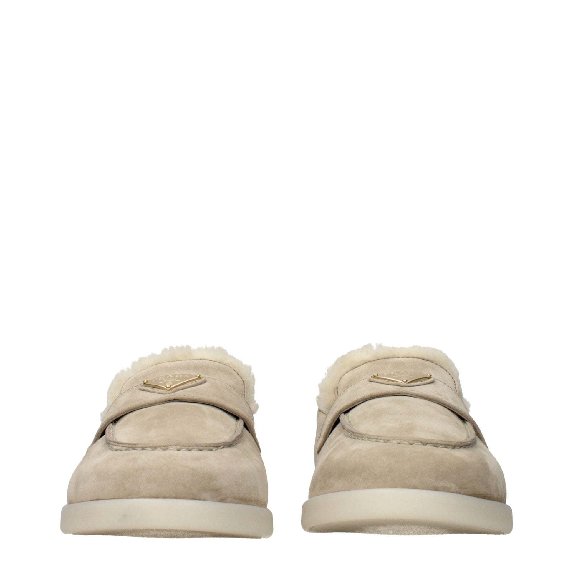 Prada Beige Leather Slip-On Loafers Prada