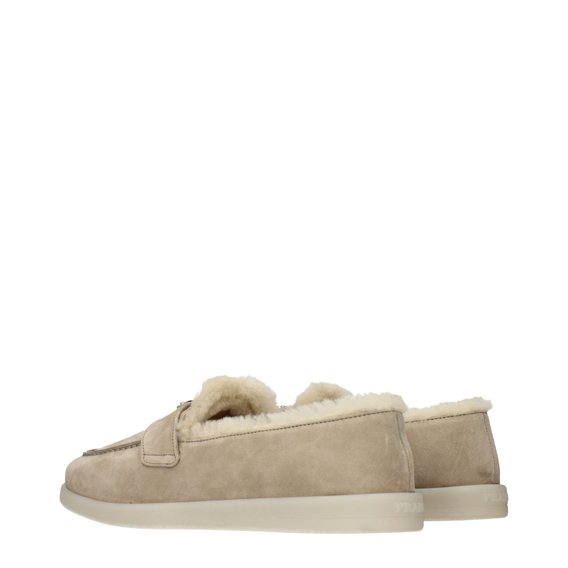 Prada Beige Leather Slip-On Loafers Prada