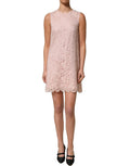 Dolce & Gabbana Pink Cotton Floral Lace Sleeveless Mini Dress - Eljoys Fashion 