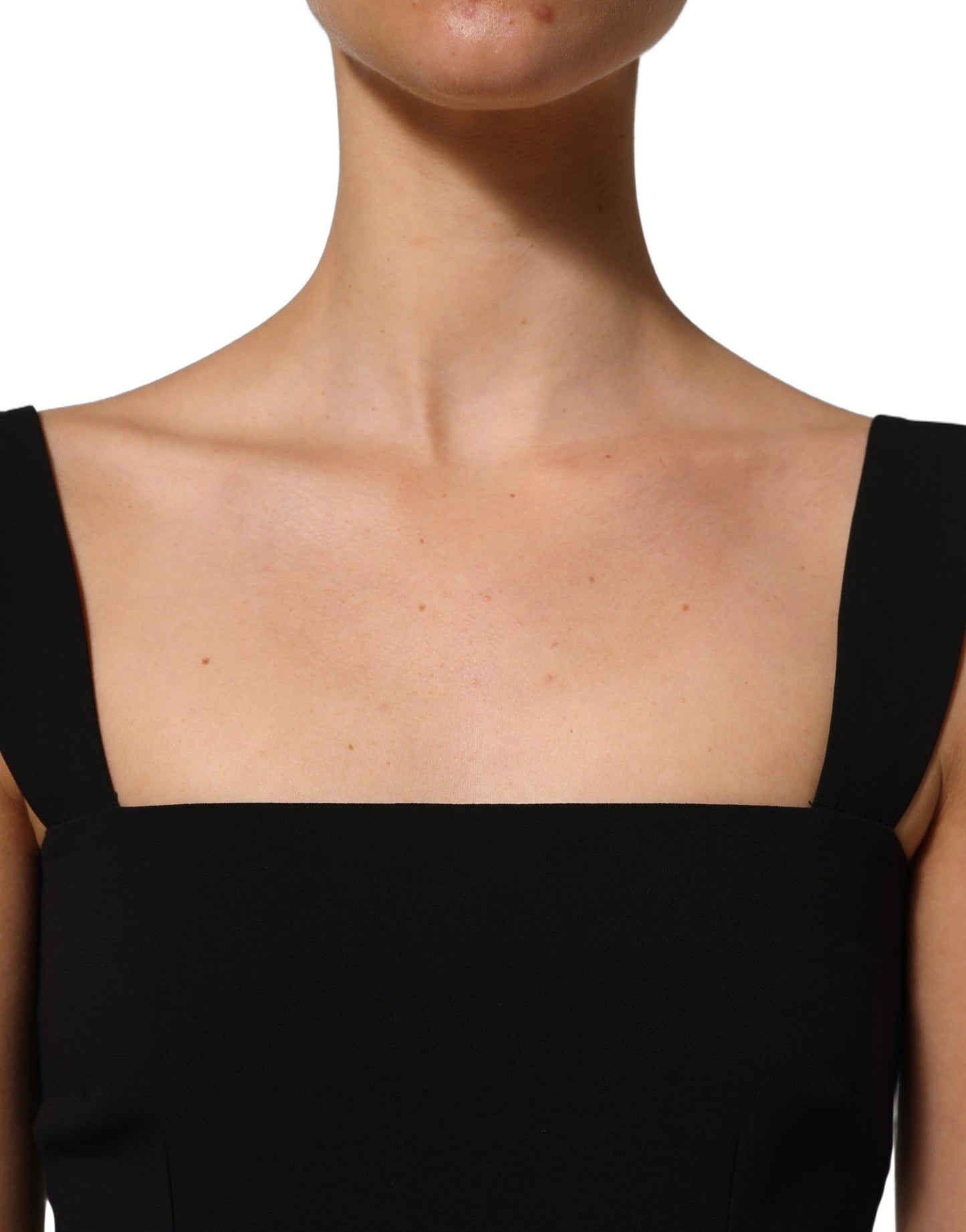 Dolce & Gabbana Black Viscose Stretch Sheath Midi Dress Dolce & Gabbana