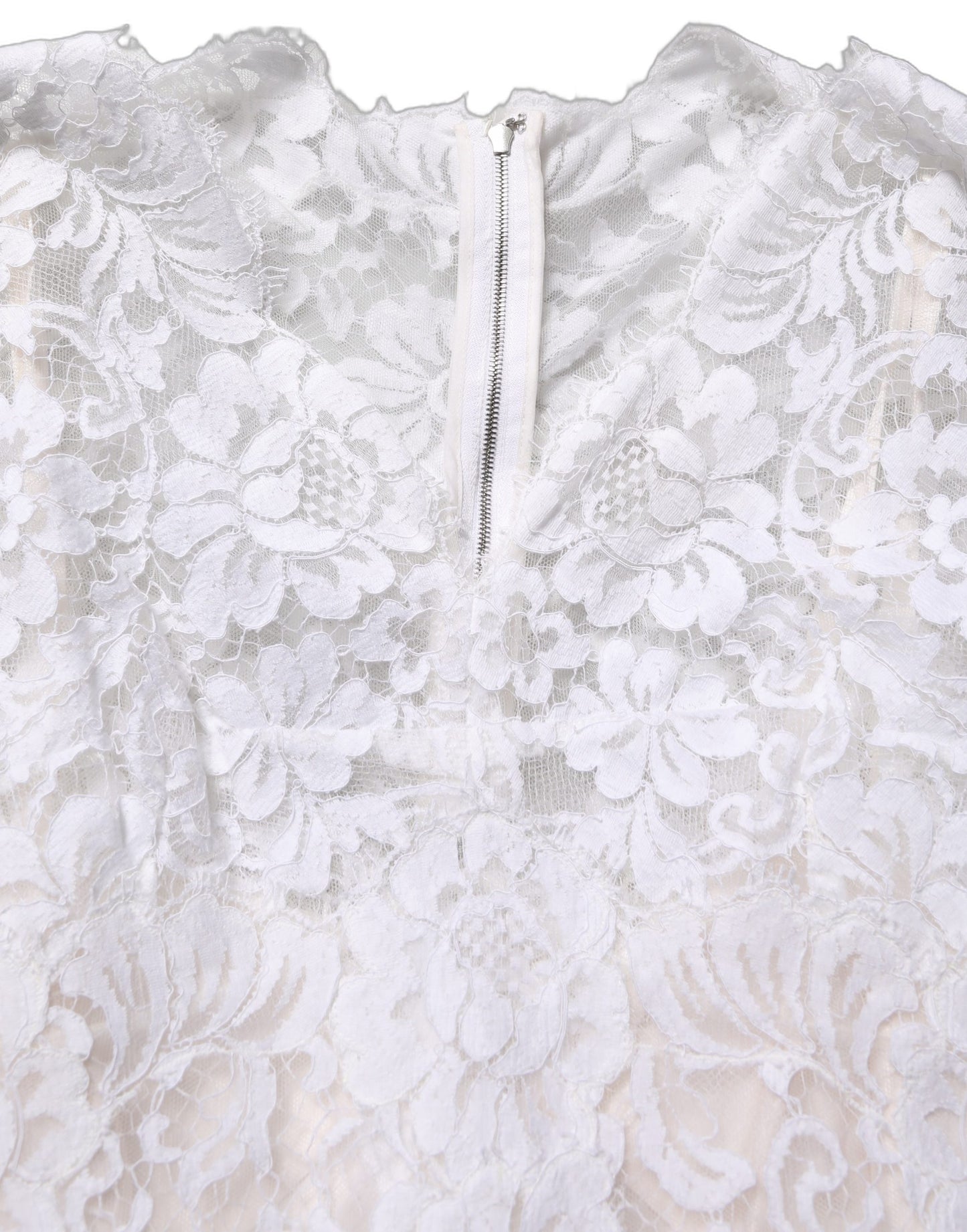 Dolce & Gabbana White Cotton Floral Lace Long Gown Dress Dolce & Gabbana