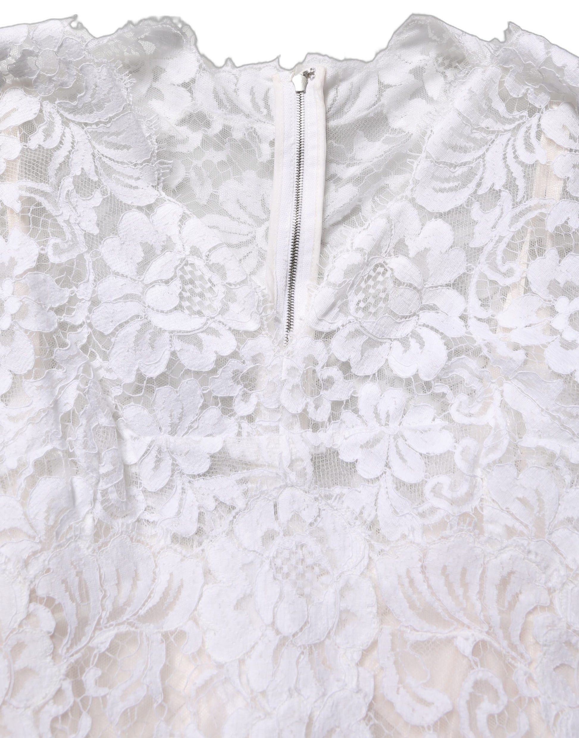 Dolce & Gabbana White Cotton Floral Lace Long Gown Dress Dolce & Gabbana