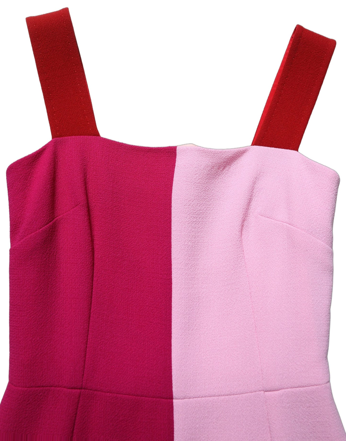 Dolce & Gabbana Two Tone Pink Wool Sleeveless Midi Dress Dolce & Gabbana