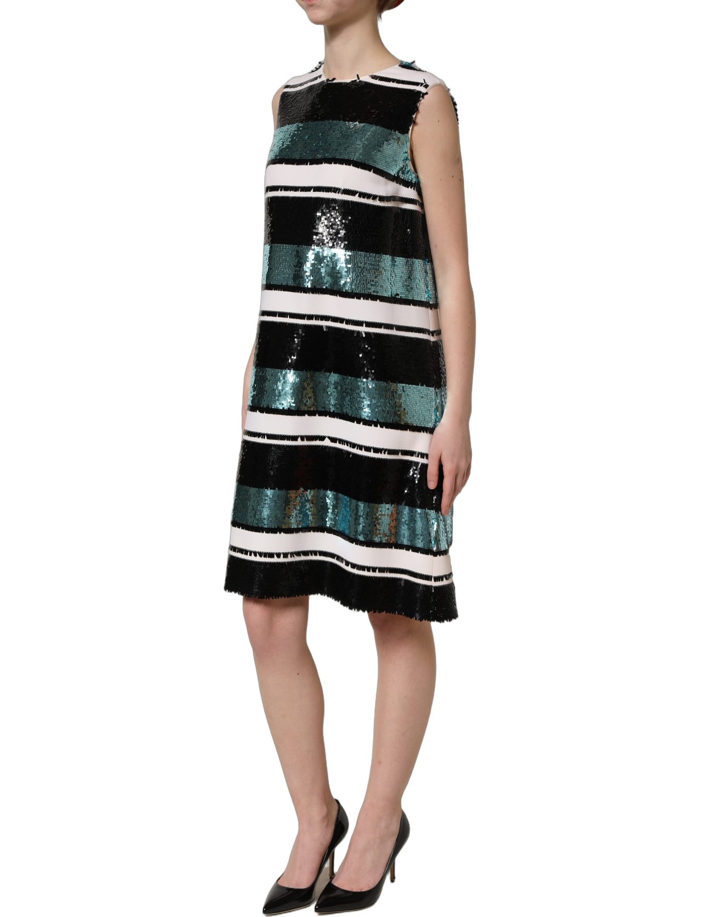 Dolce & Gabbana Multicolor Sequined Sleeveless Shift Dress Dolce & Gabbana