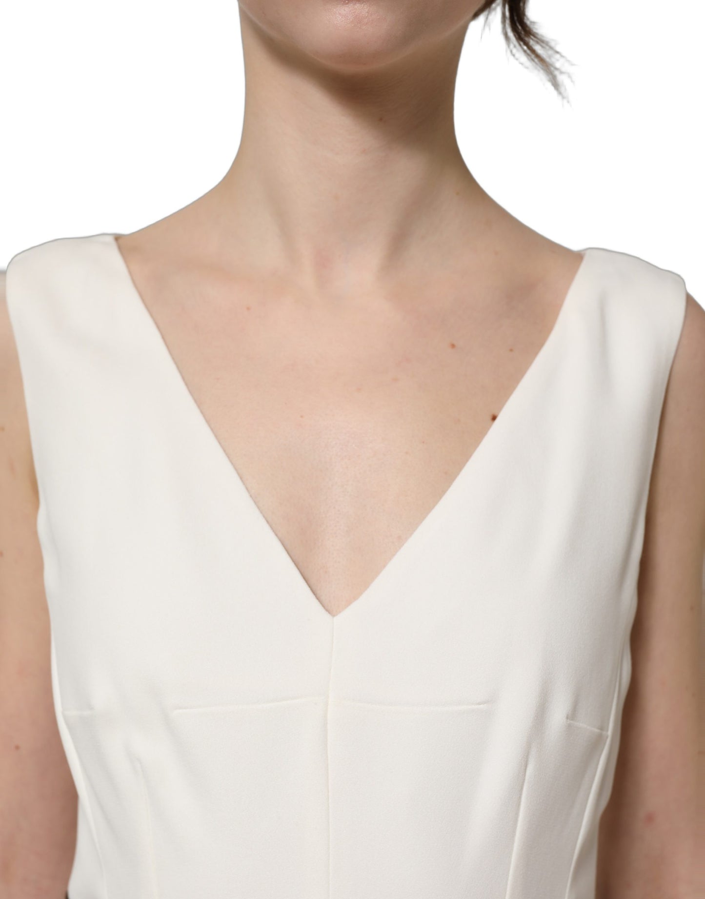 Dolce & Gabbana White Leopard Sleeveless Sheath Midi Dress Dolce & Gabbana