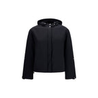 Herno black polyamide shell jacket with a sleek design, featuring a hood and zipper front for lightweight weather protection.