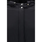 Herno black polyamide shell jacket with a sleek design, featuring a stand collar and front zipper for a stylish, weather-resistant look.