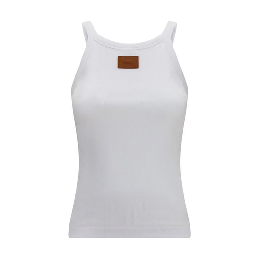 Fendi White Cotton Sleeveles T-Shirt Fendi