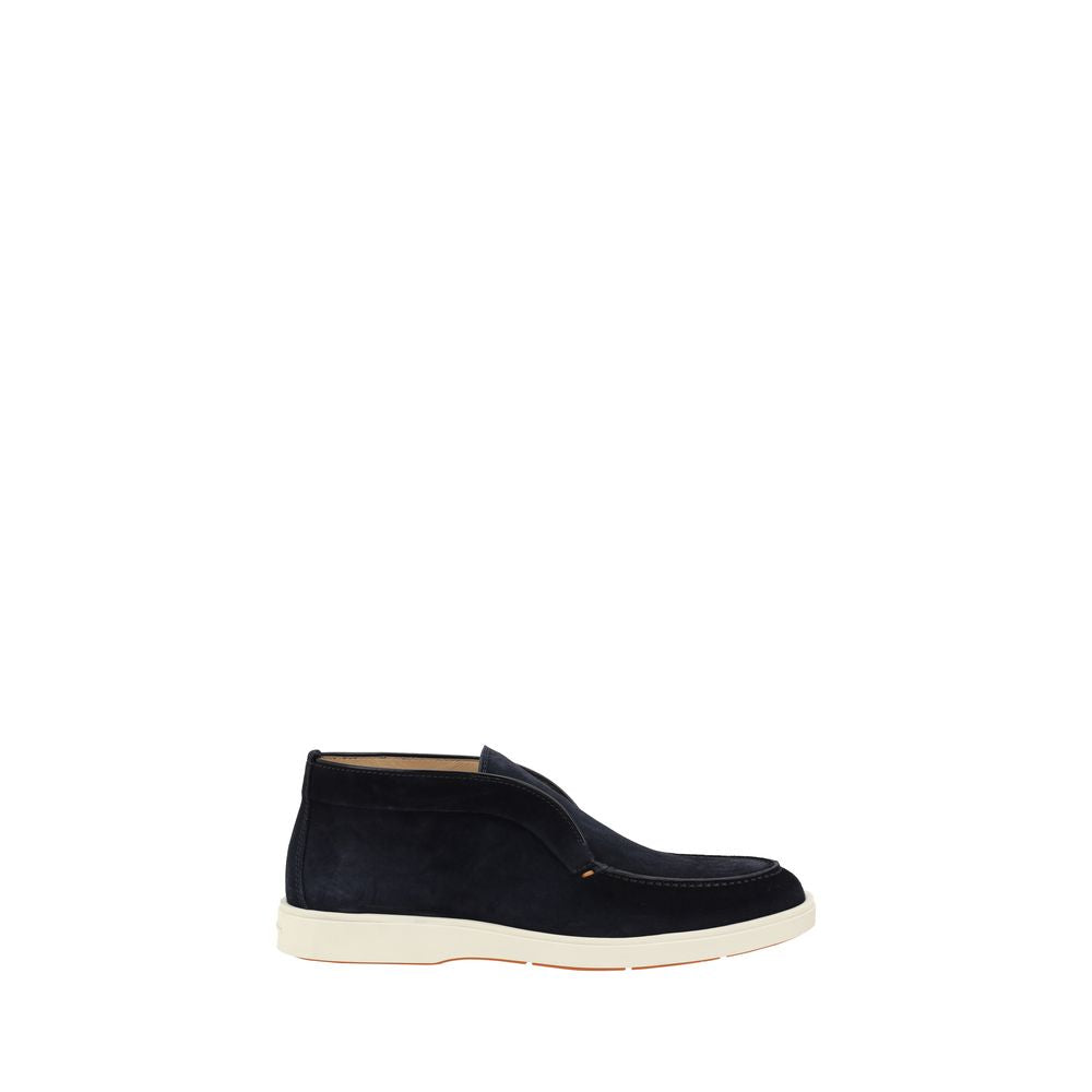 Santoni Blue Calf Leather Bos Taurus Ankle Boots Santoni