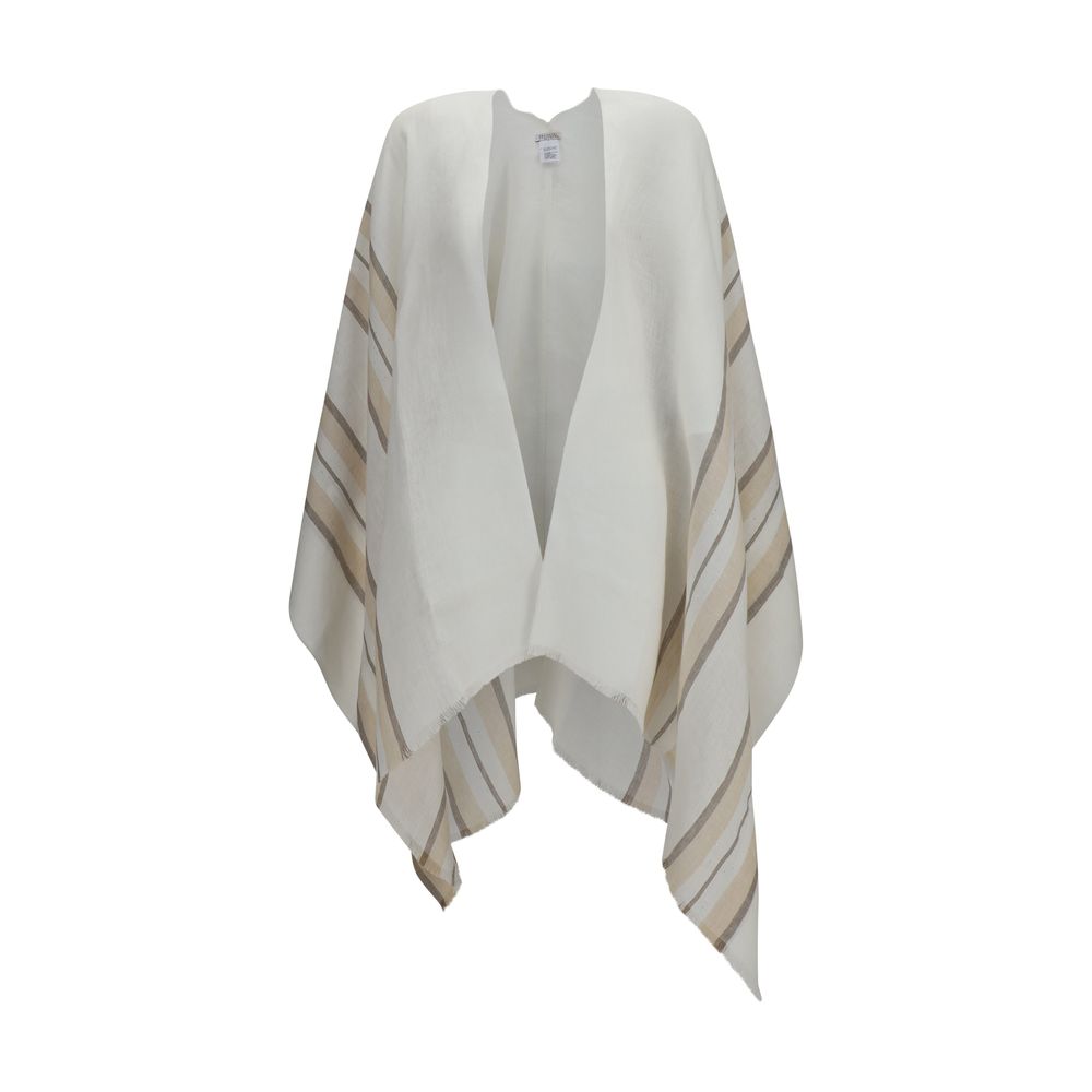 Brunello Cucinelli Beige Linen Poncho Brunello Cucinelli