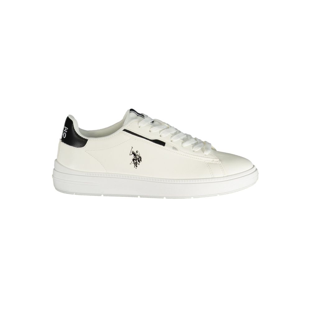 U.S. POLO ASSN. Bianco men's polyurethane sneaker with white upper and sporty design, featuring laces and rubber sole.