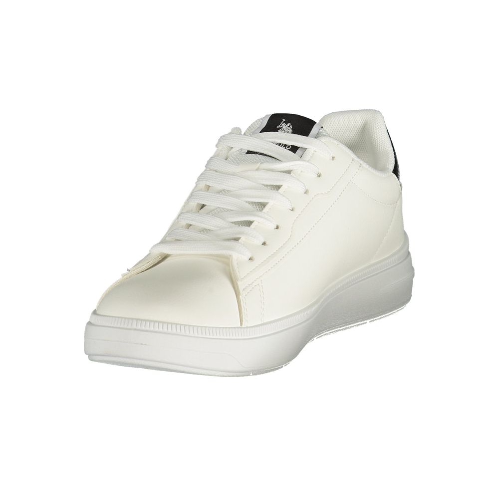 U.S. POLO ASSN. Bianco men's polyurethane sneaker with white design and sporty style, shown from a side view.