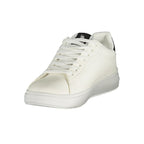 U.S. POLO ASSN. Bianco men's polyurethane sneaker with white design and sporty style, shown from a side view.