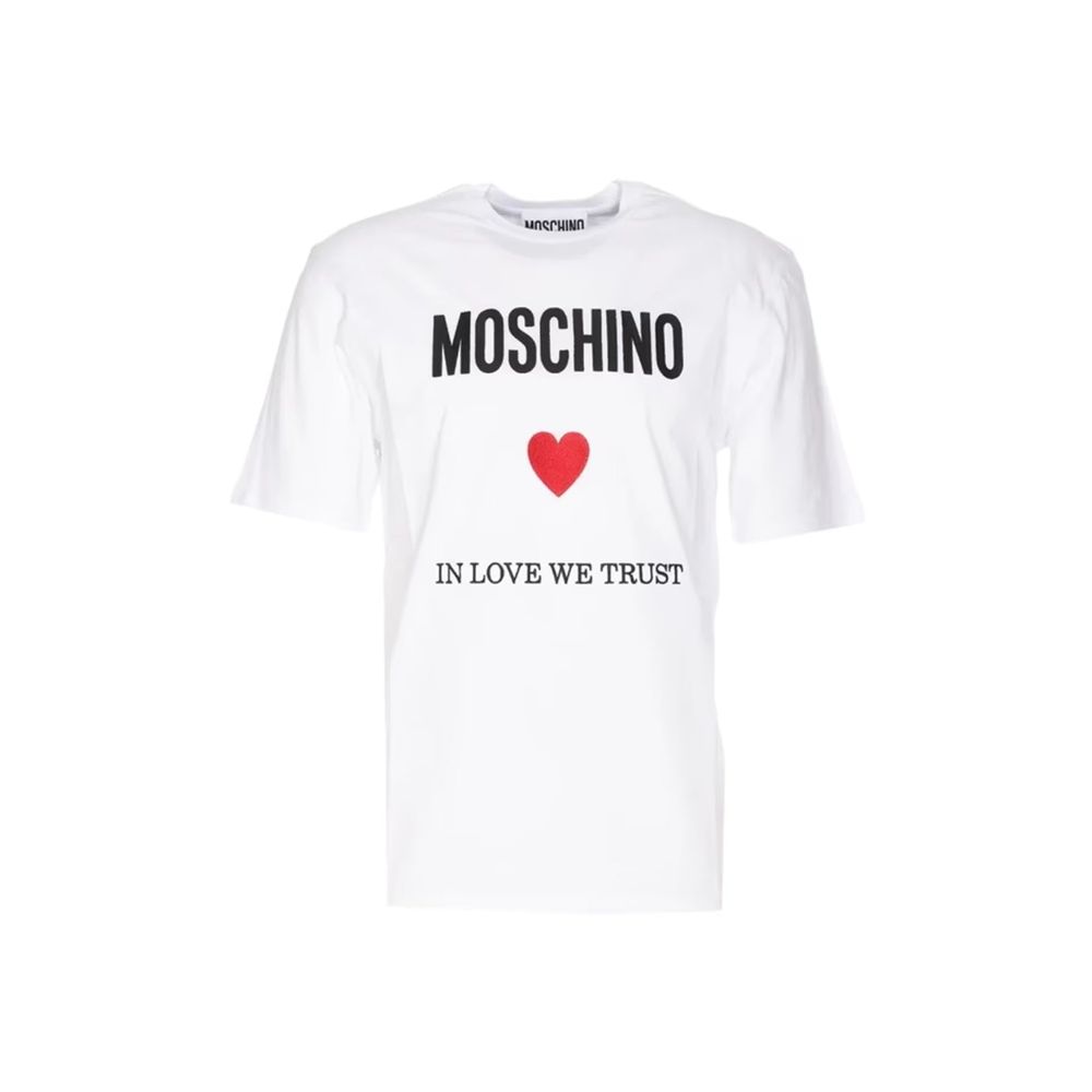 White cotton T-shirt from Moschino Couture featuring a classic fit and branded logo print.