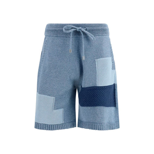 Laneus Blue Cotton Bermuda Shorts Laneus