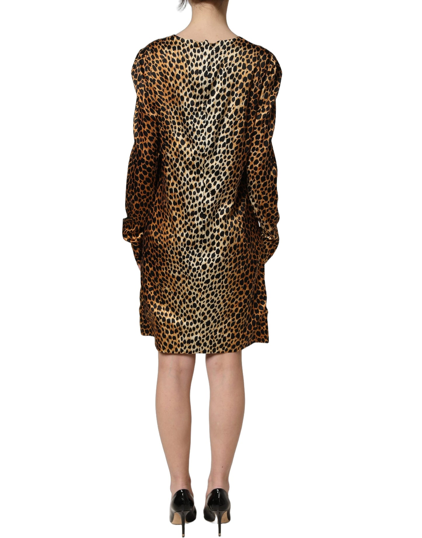 Dolce & Gabbana Brown Ocelot Print Long Sleeve Mini Dress Dolce & Gabbana