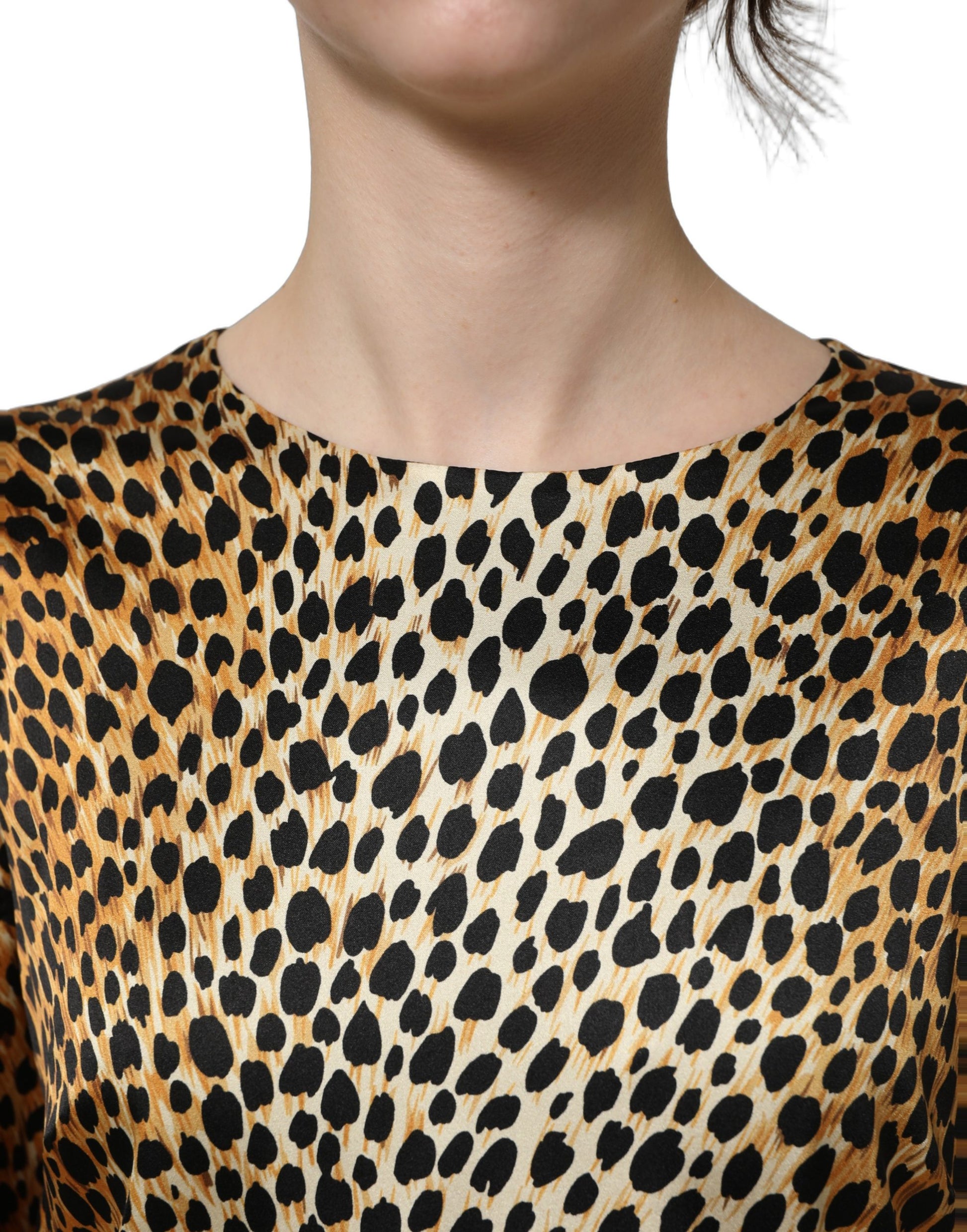 Dolce & Gabbana Brown Ocelot Print Long Sleeve Mini Dress Dolce & Gabbana