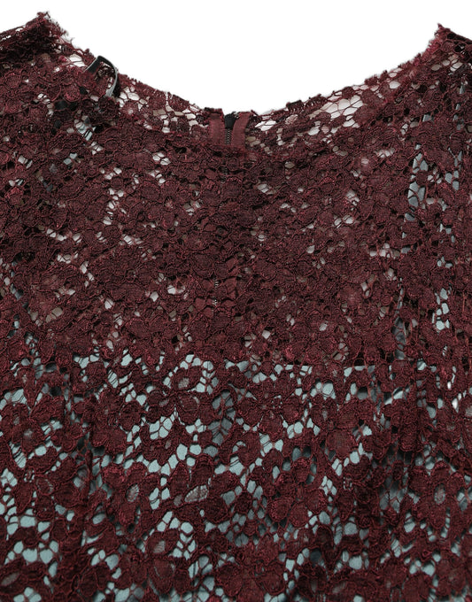 Dolce & Gabbana Multicolor Floral Lace Taffeta Pleated Midi Dress Dolce & Gabbana