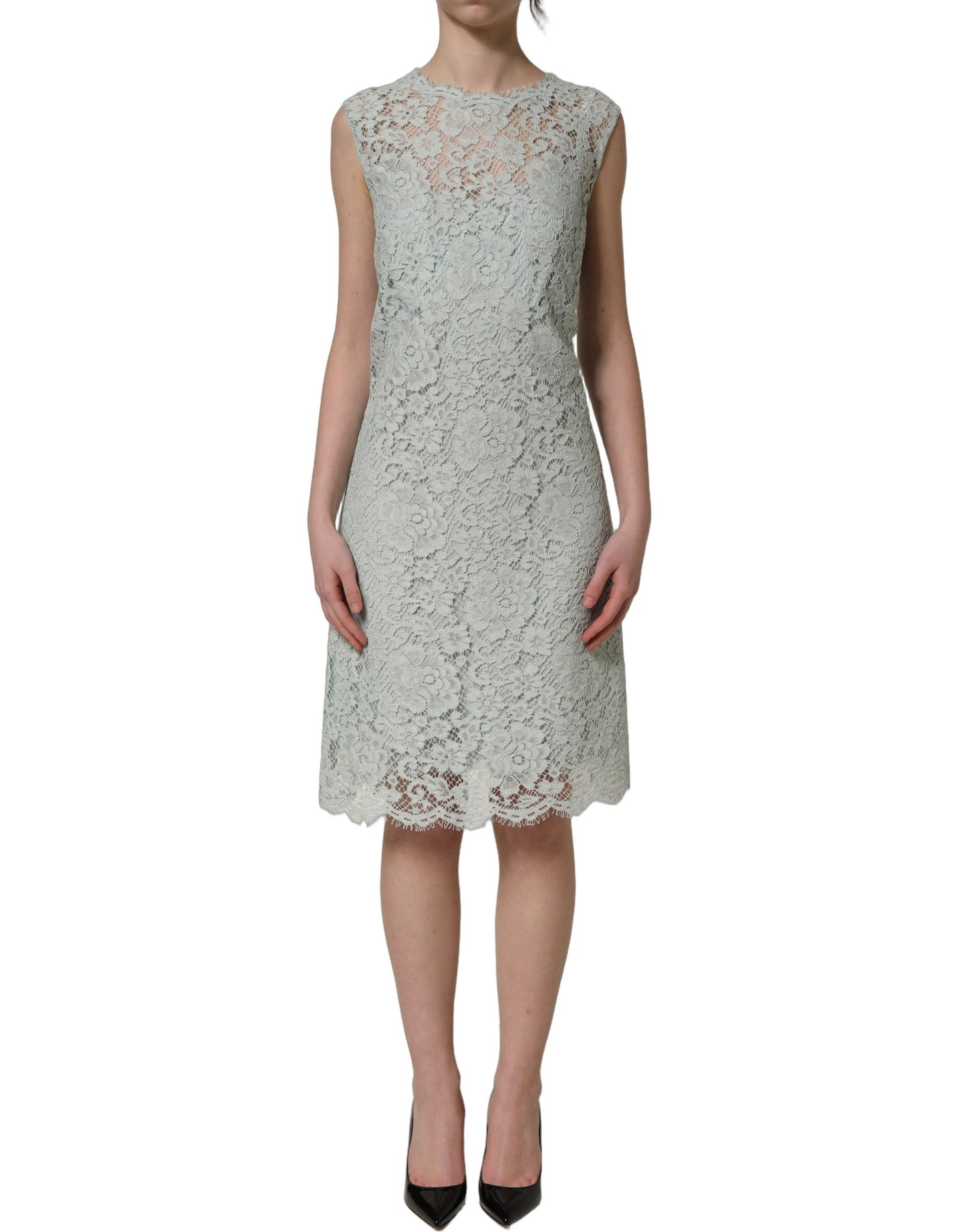 Dolce & Gabbana Mint Green Lace Sleeveless Knee Length Dress Dolce & Gabbana
