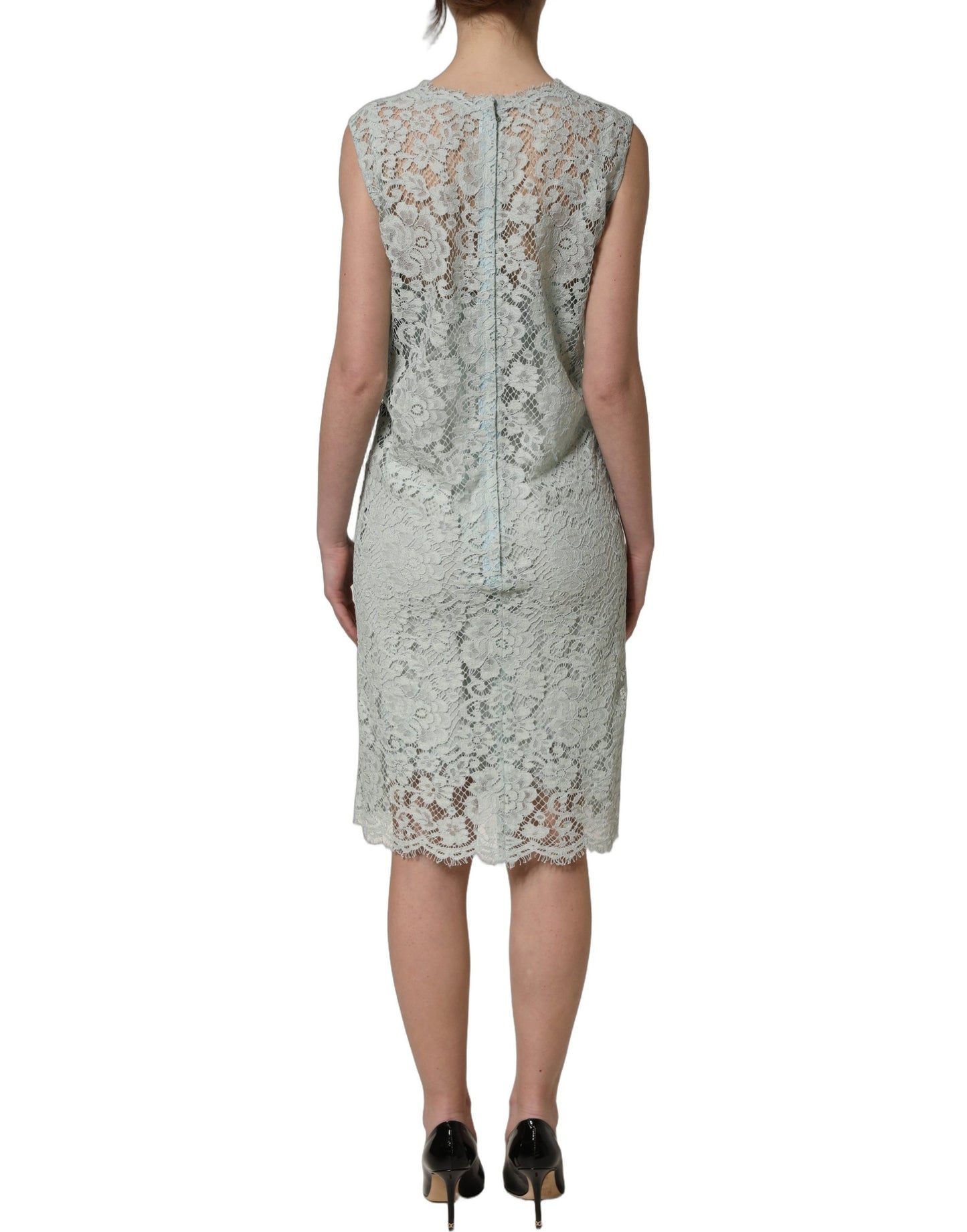 Dolce & Gabbana Mint Green Lace Sleeveless Knee Length Dress Dolce & Gabbana
