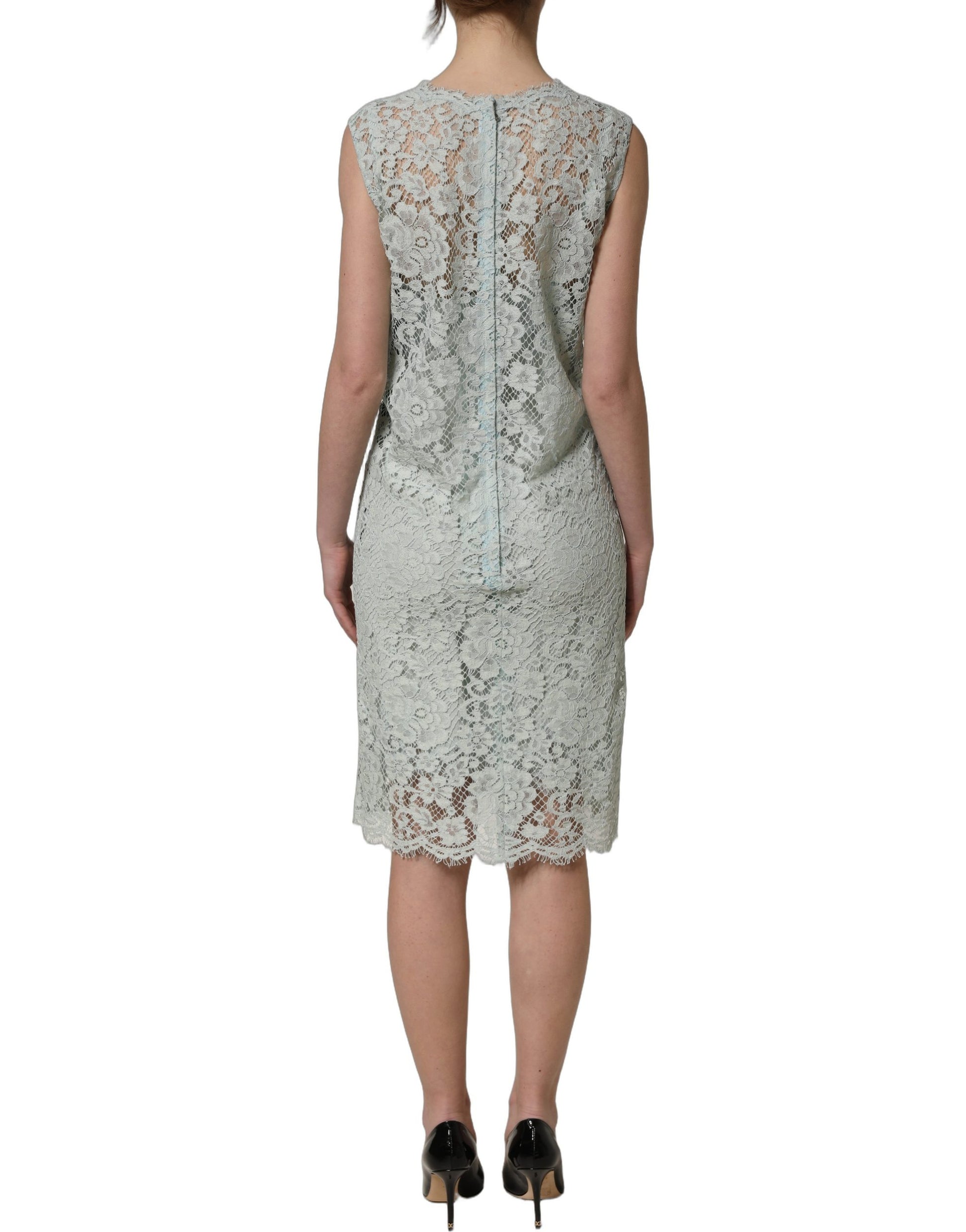 Dolce & Gabbana Mint Green Lace Sleeveless Knee Length Dress Dolce & Gabbana