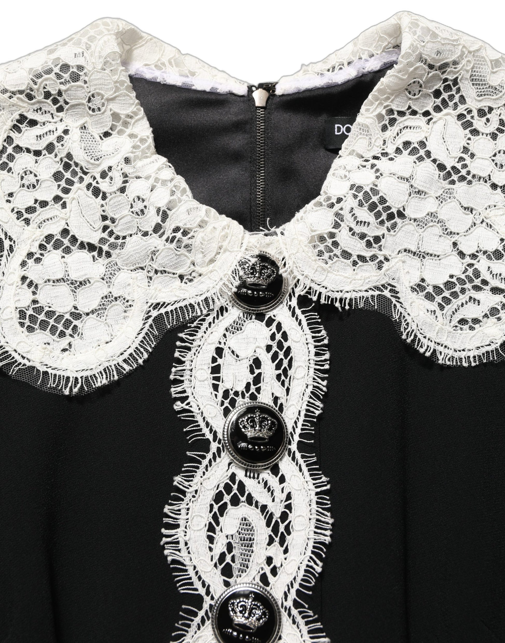 Dolce & Gabbana Black Lace Detailing Long Sleeves Midi Dress Dolce & Gabbana