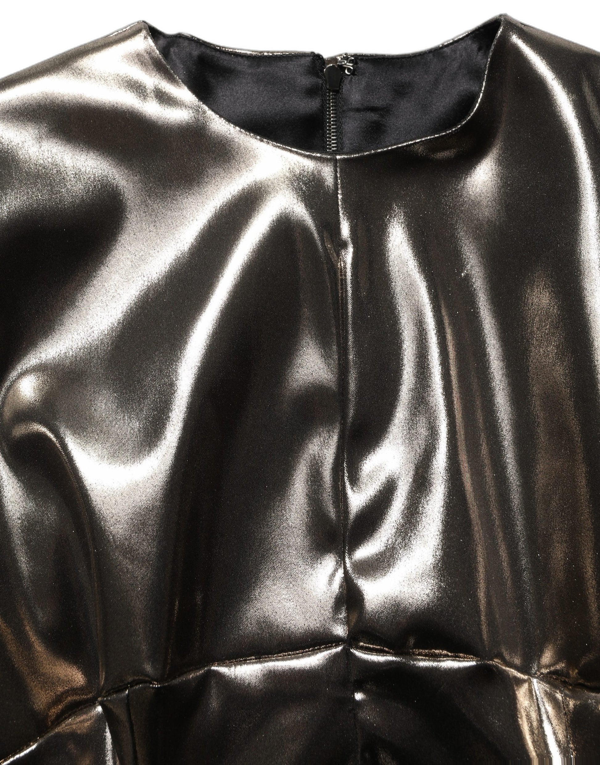 Dolce & Gabbana Metallic Gold Polyester LongSleeve Maxi Dress Dolce & Gabbana