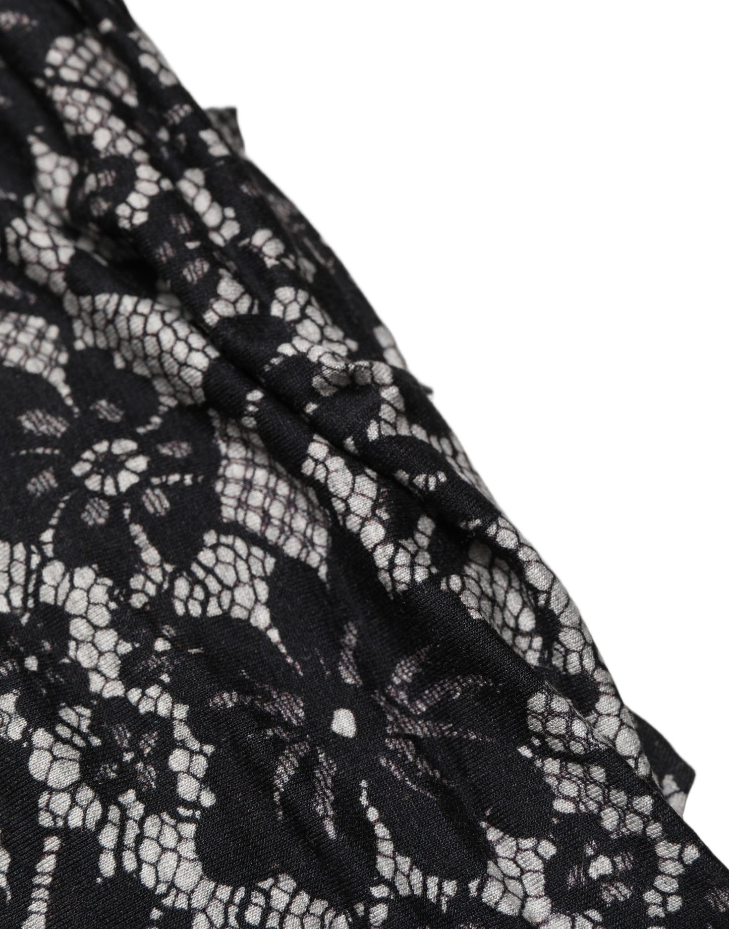 Dolce & Gabbana Black White Floral Lace Sleeveless Midi Dress Dolce & Gabbana