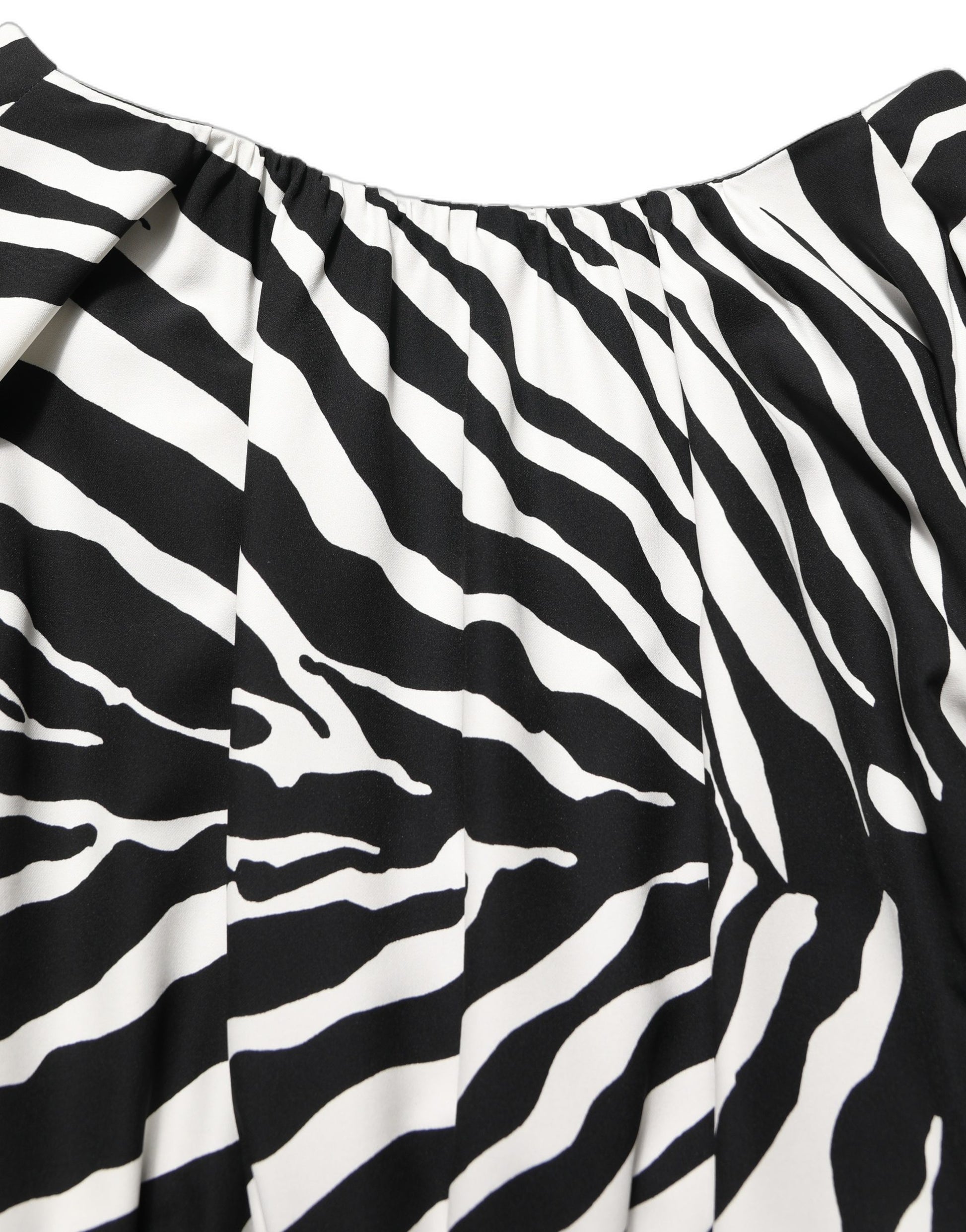 Dolce & Gabbana Black White Zebra Ruched Silk Mini Dress Dolce & Gabbana