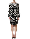 Dolce & Gabbana black and white zebra print silk mini dress with ruched detailing, stylish and elegant for fashionable occasions.