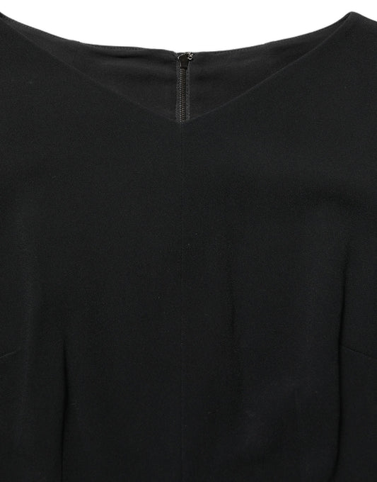 Dolce & Gabbana Black Viscose Short Sleeve A-line Midi Dress Dolce & Gabbana