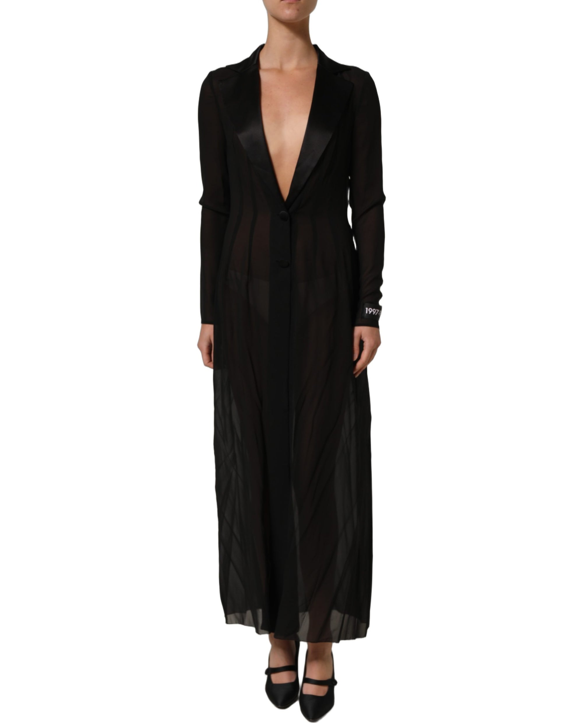 Dolce & Gabbana Black Silk Sheer Chiffon Long Maxi Dress Dolce & Gabbana
