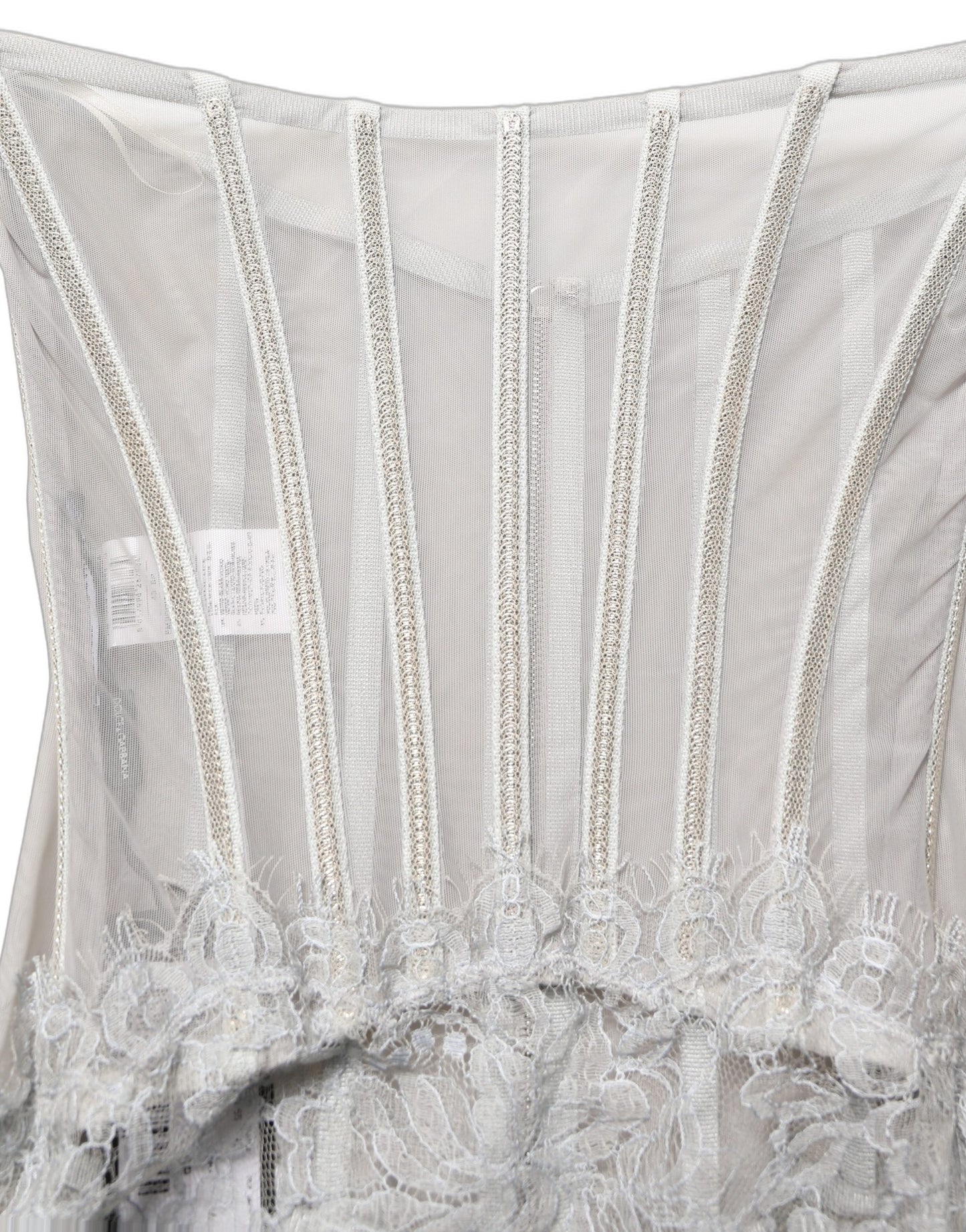 Dolce & Gabbana Gray Lace Corset Style Bodice Maxi Dress Dolce & Gabbana