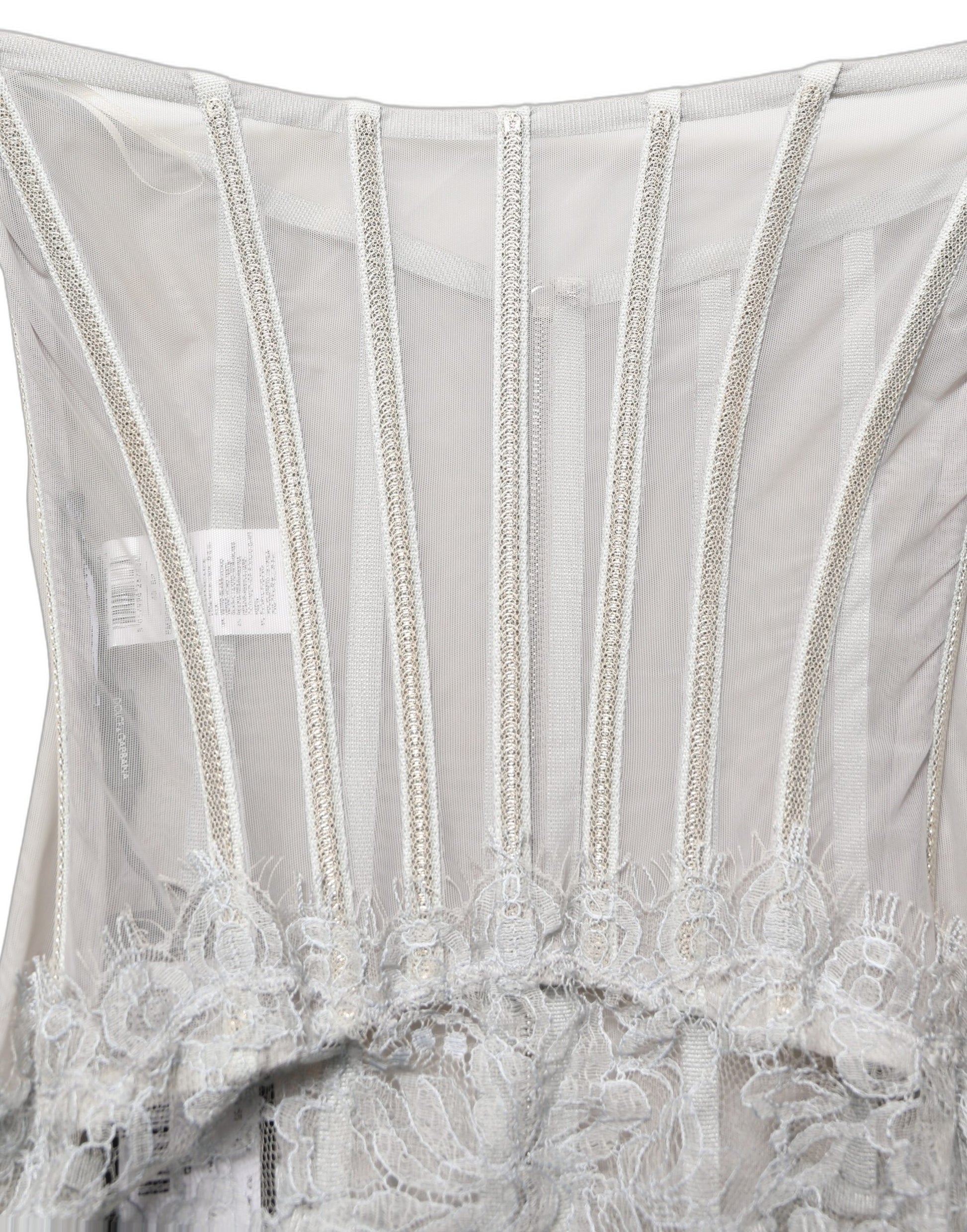 Dolce & Gabbana Gray Lace Corset Style Bodice Maxi Dress Dolce & Gabbana