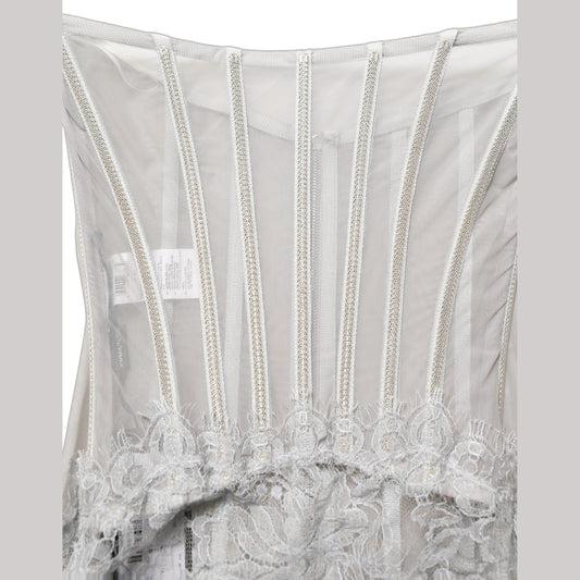 Dolce & Gabbana Gray Lace Corset Style Bodice Maxi Dress Dolce & Gabbana